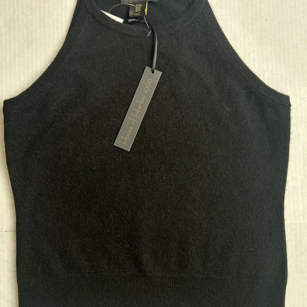 House of Harlow 1960 Black Tank Top 100% Cashmere Size M NWT $198